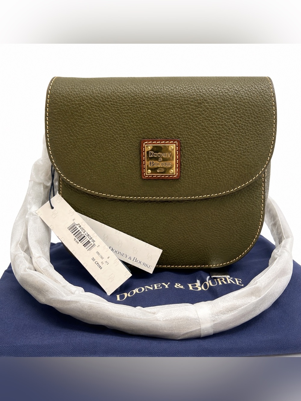 Dooney & Bourke Olive Green Pebble Leather Crossbody Bag NWT